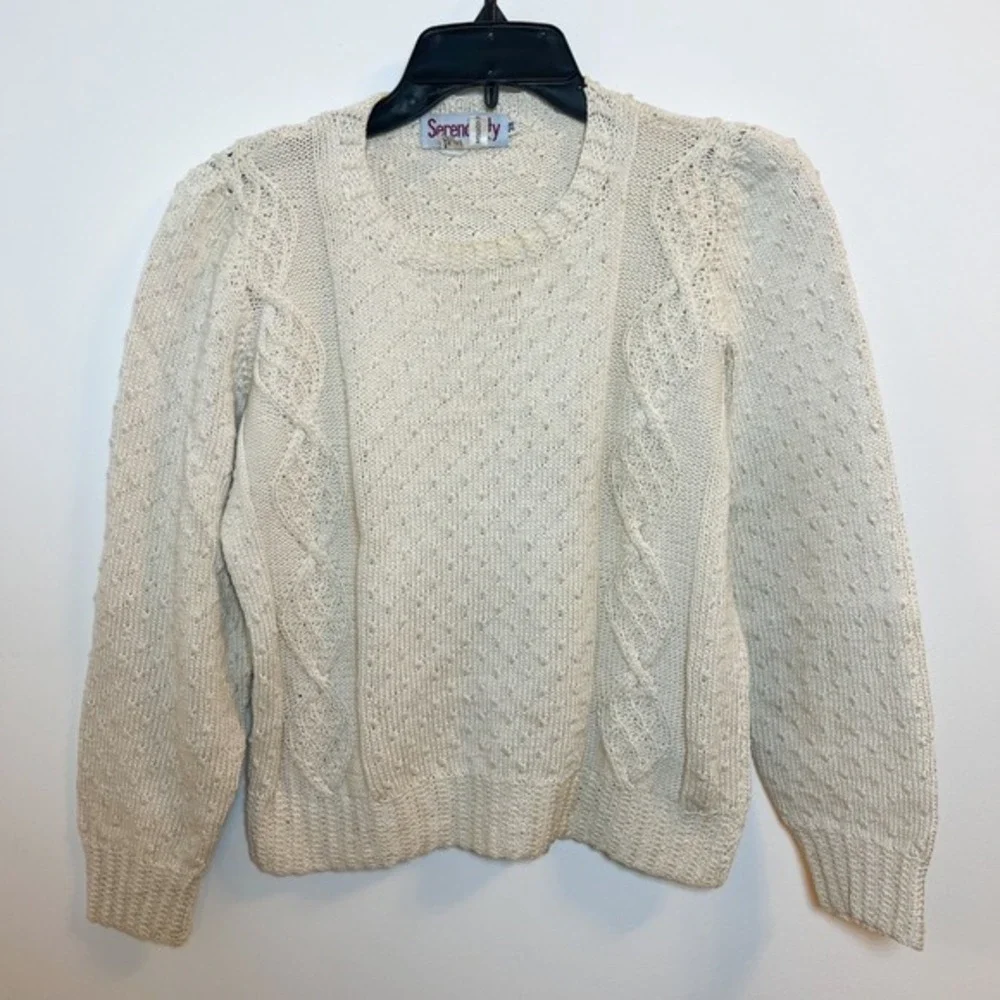 Cotton Cable Knit‎ Sweater Cream Cottagecore